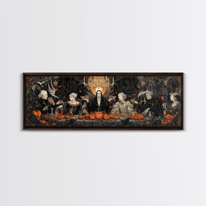 The Vampire Banquet, Extra Wide Wall Art, Dark Halloween Decor, Canvas Print, Halloween Wall Decor, Gothic Home Decor, Macabre Wall Art