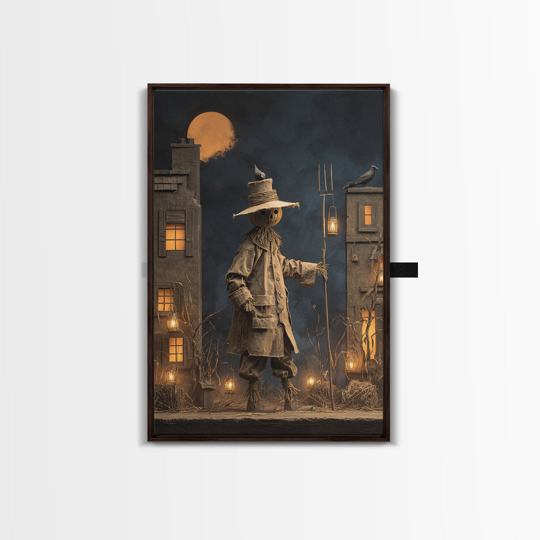 The Scarecrow Uprising, Vertical Wall Art, Gothic Horror Wall Art, Framed Canvas Print, Halloween Wall Decor, Gothic Home Decor