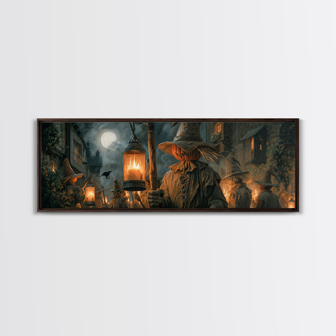 The Scarecrow Uprising, Extra Wide Wall Art, Spooky Home Decor, Canvas Print, Halloween Wall Decor, Gothic Home Decor, Statement Wall Art
