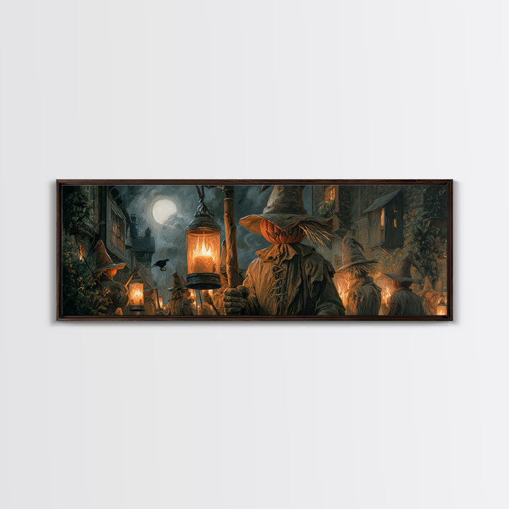 The Scarecrow Uprising, Extra Wide Wall Art, Spooky Home Decor, Canvas Print, Halloween Wall Decor, Gothic Home Decor, Statement Wall Art