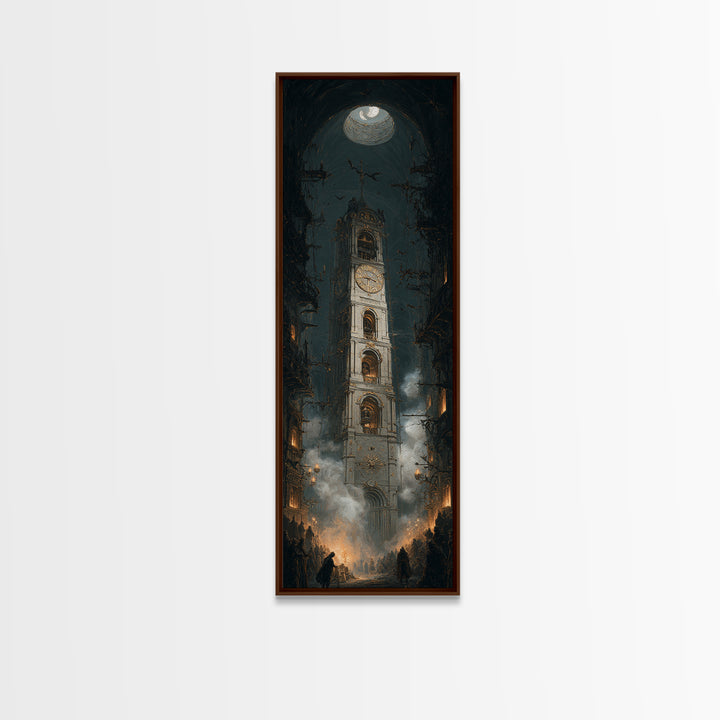 The Thirteenth Bell, Tall Narrow Wall Art, Dark Halloween Decor, Canvas Print, Halloween Wall Decor, Gothic Home Decor, Dark Fantasy Art