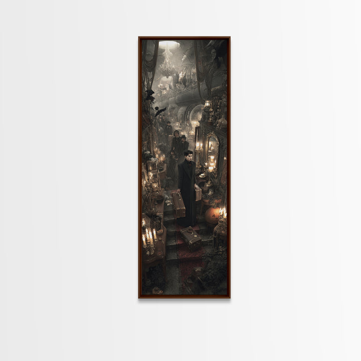 The Ghost Train Arrival, Tall Narrow Wall Art, Dark Fantasy Wall Art, Canvas Print, Halloween Wall Decor, Gothic Home Decor, Halloween Decor