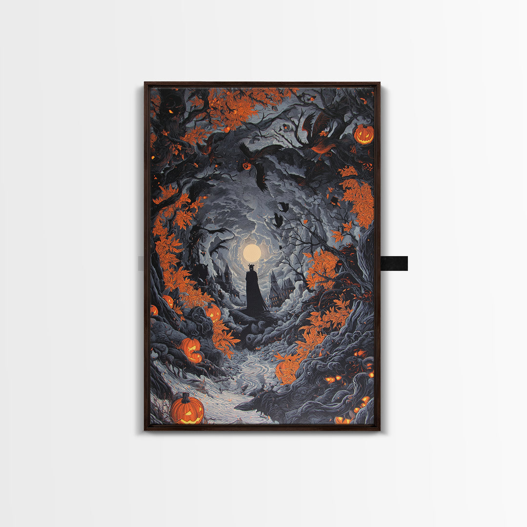 The Halloween Storm, Vertical Wall Art, Gothic Horror Wall Art, Framed Canvas Print, Halloween Wall Decor, Gothic Home Decor