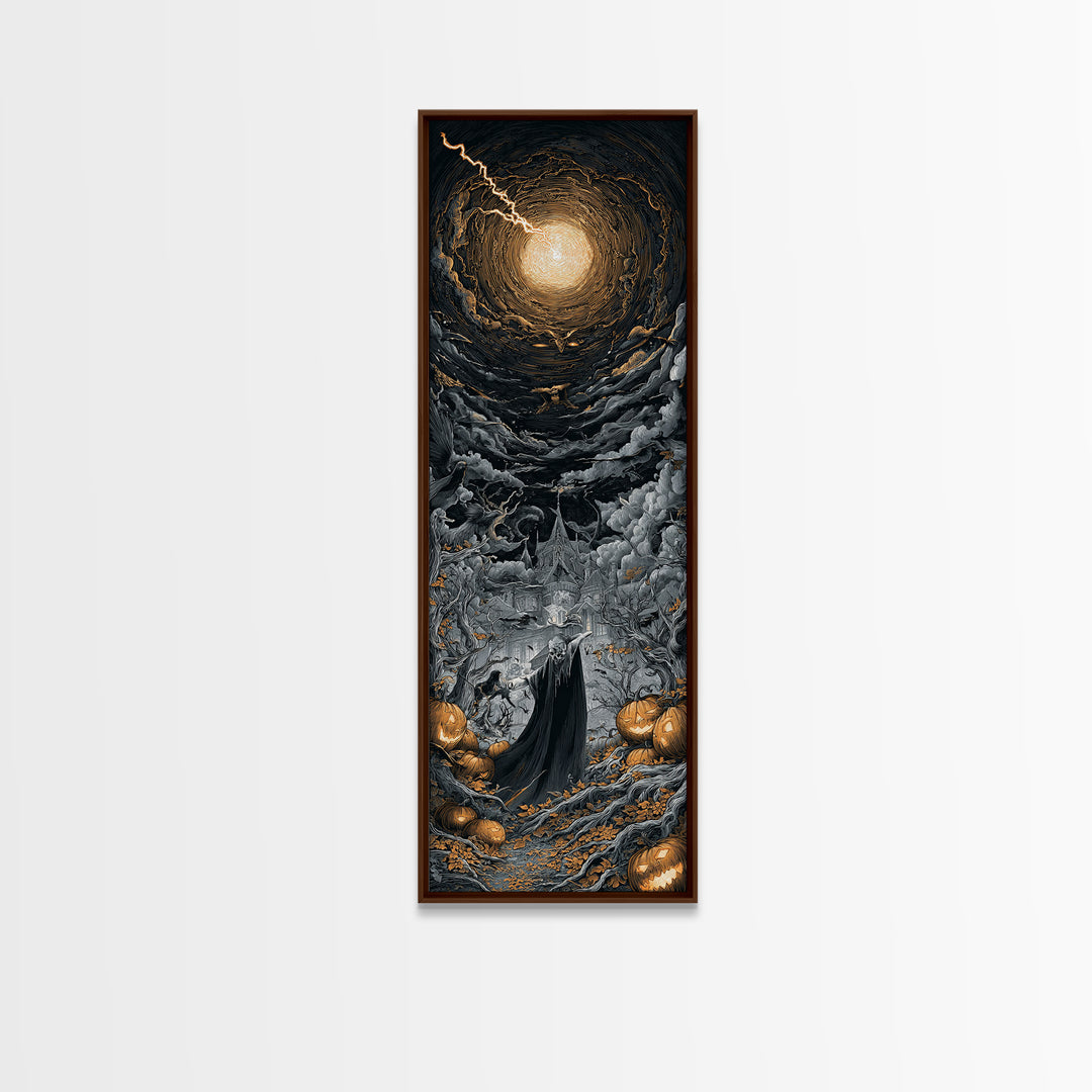The Halloween Storm, Tall Narrow Wall Art, Dark Halloween Decor, Canvas Print, Halloween Wall Decor, Gothic Home Decor