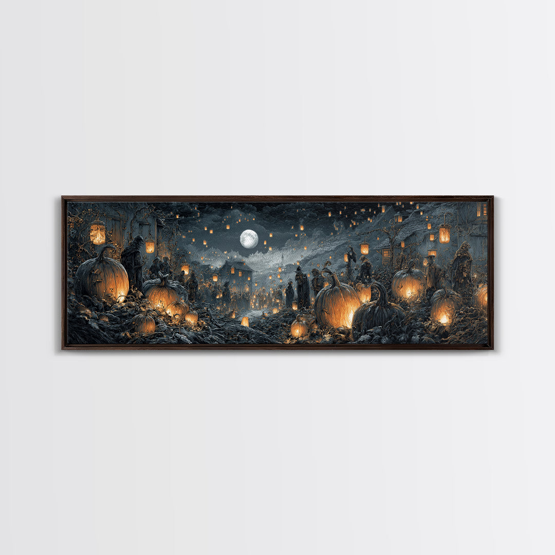 The First Frost Awakening, Extra Wide Wall Art, Gothic Horror Wall Art, Framed Canvas Print, Halloween Wall Decor, Gothic Home Decor