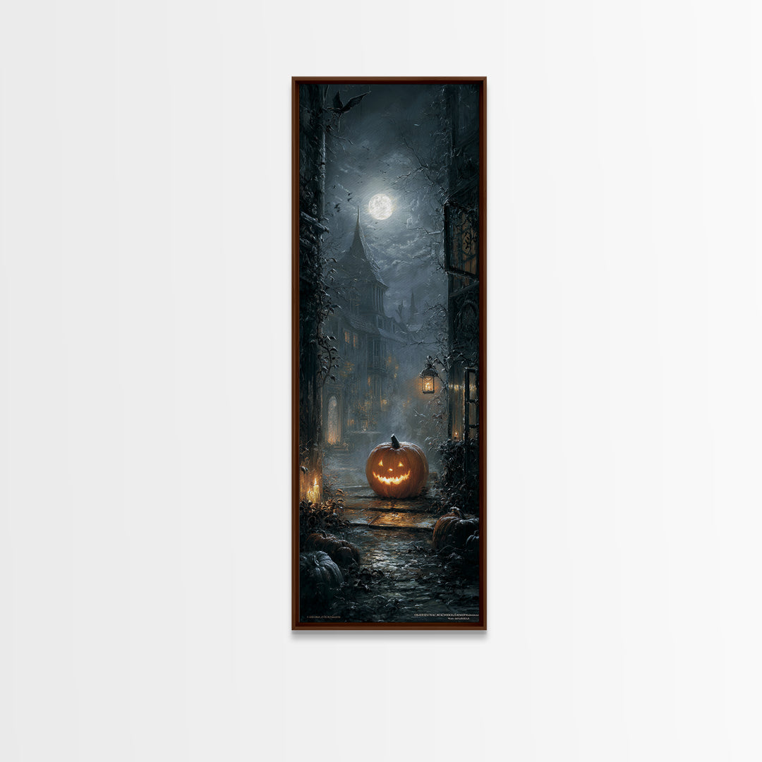 The First Frost Awakening, Tall Narrow Wall Art, Gothic Horror Wall Art, Framed Canvas Print, Halloween Wall Decor, Gothic Home Decor