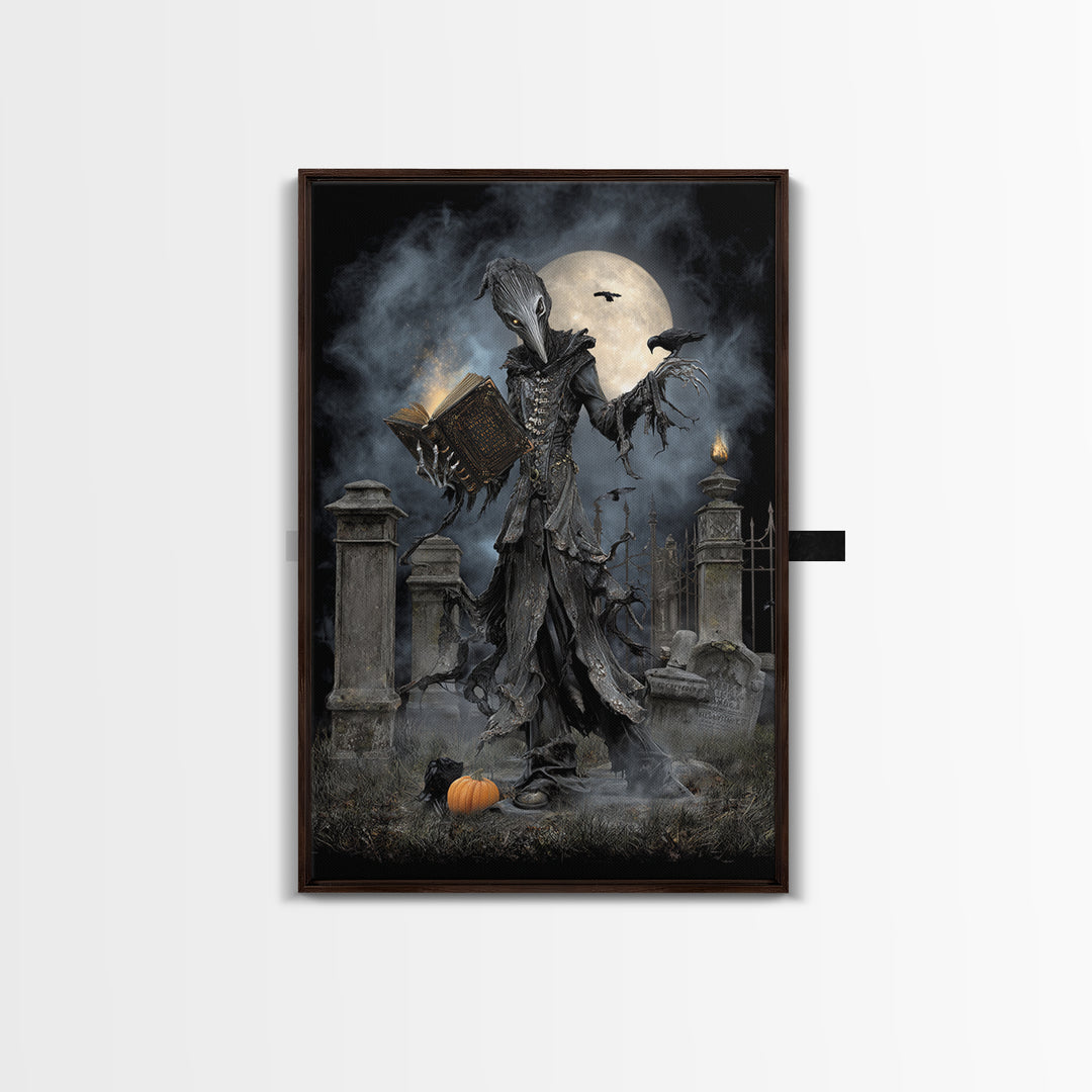 The Living Spellbook, Vertical Wall Art, Dark Fantasy Wall Art, Canvas Print, Halloween Wall Decor, Gothic Home Decor, Seasonal Home Decor