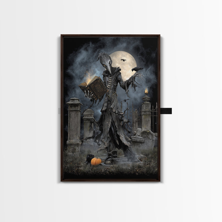 The Living Spellbook, Vertical Wall Art, Dark Fantasy Wall Art, Canvas Print, Halloween Wall Decor, Gothic Home Decor, Seasonal Home Decor