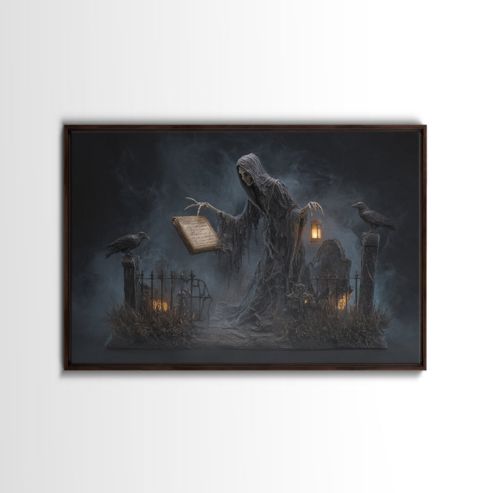 The Living Spellbook, Landscape Wall Art, Haunted Gothic Art, Framed Canvas Print, Halloween Wall Decor, Gothic Home Decor