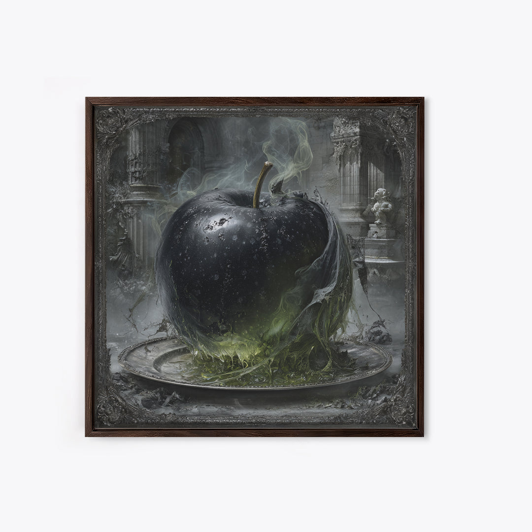 The Poisoned Apple, Square Wall Art, Spooky Home Decor, Canvas Print, Halloween Wall Decor, Gothic Home Decor, Dark Fantasy Art
