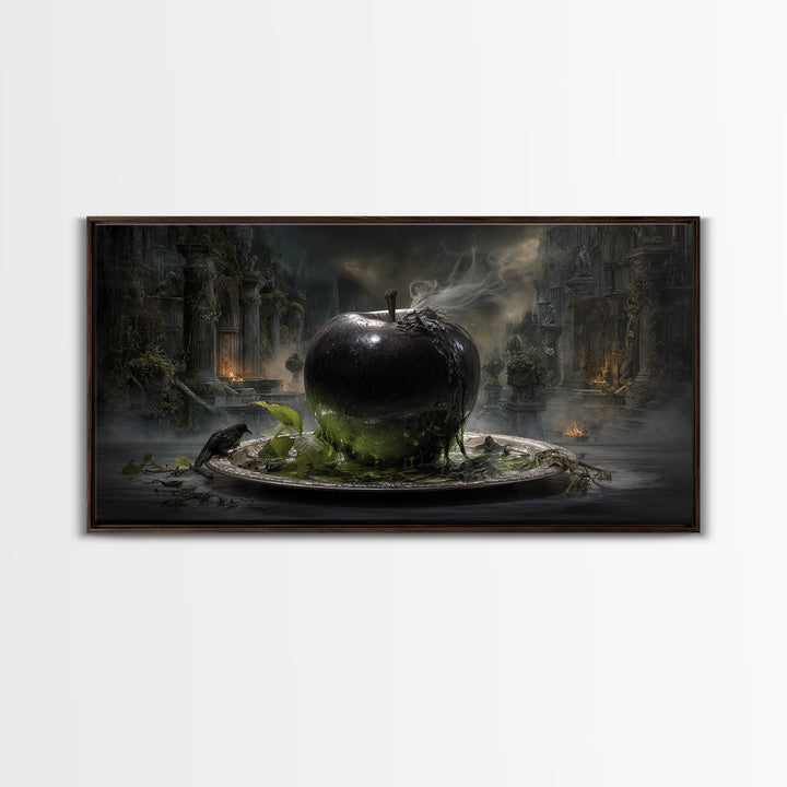 The Poisoned Apple, Wide Panoramic Art, Dark Fantasy Wall Art, Canvas Print, Halloween Wall Decor, Gothic Home Decor, Horror Wall Art