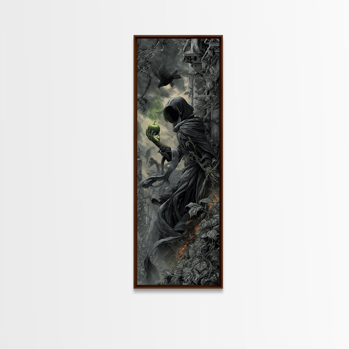 The Poisoned Apple, Tall Narrow Wall Art, Haunted Gothic Art, Framed Canvas Print, Halloween Wall Decor, Gothic Home Decor, Halloween Decor