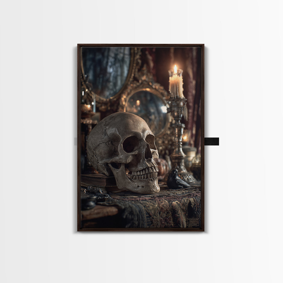 The Talking Skull, Vertical Wall Art, Dark Halloween Decor, Canvas Print, Halloween Wall Decor, Gothic Home Decor, Spooky Wall Decor
