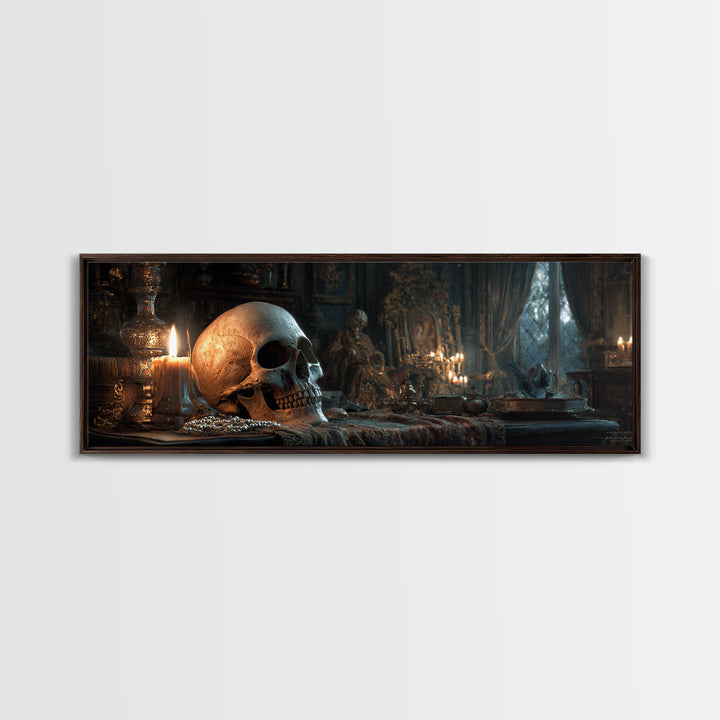 The Talking Skull, Extra Wide Wall Art, Spooky Home Decor, Canvas Print, Halloween Wall Decor, Gothic Home Decor, Statement Wall Art
