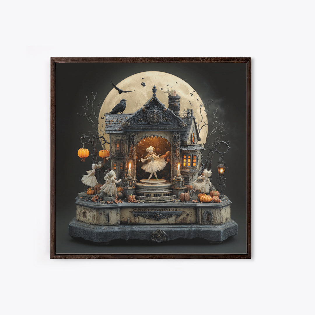 The Haunted Music Box, Square Wall Art, Dark Halloween Decor, Canvas Print, Halloween Wall Decor, Gothic Home Decor, Spooky Wall Decor