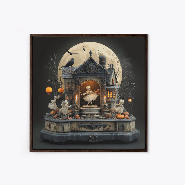 The Haunted Music Box, Square Wall Art, Dark Halloween Decor, Canvas Print, Halloween Wall Decor, Gothic Home Decor, Spooky Wall Decor
