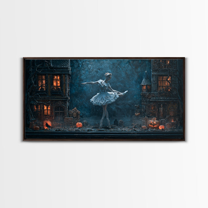 The Haunted Music Box, Wide Panoramic Art, Haunted Gothic Art, Framed Canvas Print, Halloween Wall Decor, Gothic Home Decor