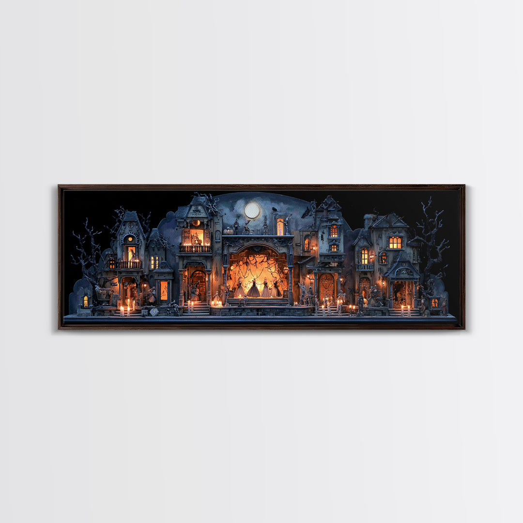 The Haunted Music Box, Extra Wide Wall Art, Spooky Home Decor, Canvas Print, Halloween Wall Decor, Gothic Home Decor, Horror Wall Art