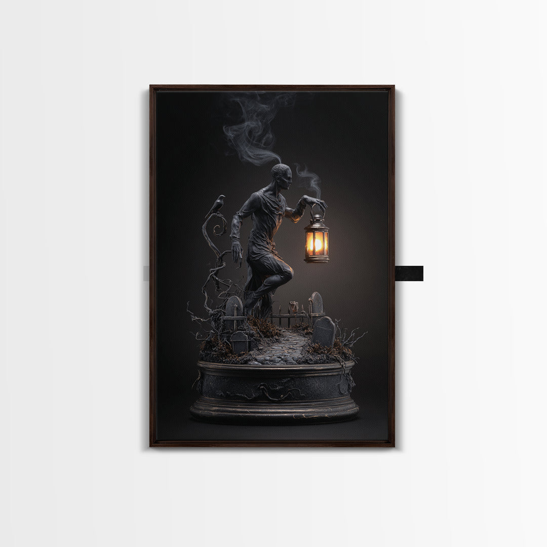 The Black Wax Candle, Vertical Wall Art, Dark Halloween Decor, Canvas Print, Halloween Wall Decor, Gothic Home Decor, Horror Wall Art