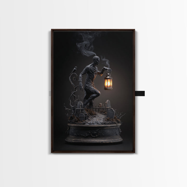 The Black Wax Candle, Vertical Wall Art, Dark Halloween Decor, Canvas Print, Halloween Wall Decor, Gothic Home Decor, Horror Wall Art
