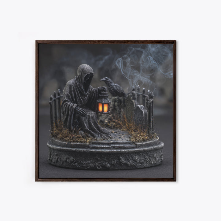 The Black Wax Candle, Square Wall Art, Haunted Gothic Art, Framed Canvas Print, Halloween Wall Decor, Gothic Home Decor, Halloween Wall Art
