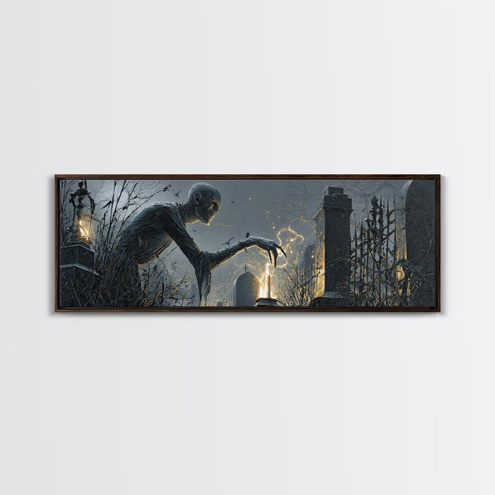 The Black Wax Candle, Extra Wide Wall Art, Dark Fantasy Wall Art, Canvas Print, Halloween Wall Decor, Gothic Home Decor, Statement Wall Art