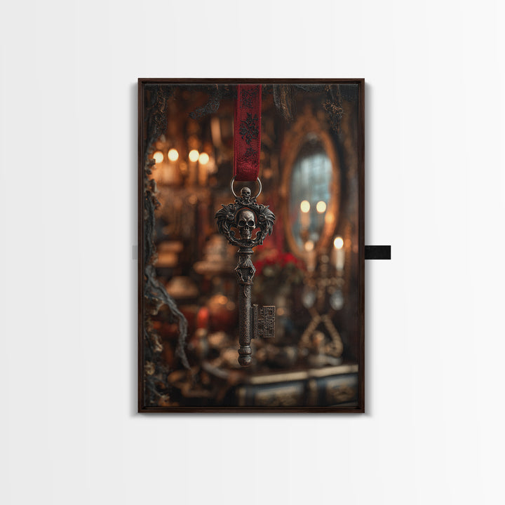 The Coffin Key, Vertical Wall Art, Haunted Gothic Art, Framed Canvas Print, Halloween Wall Decor, Gothic Home Decor, Dark Fantasy Art