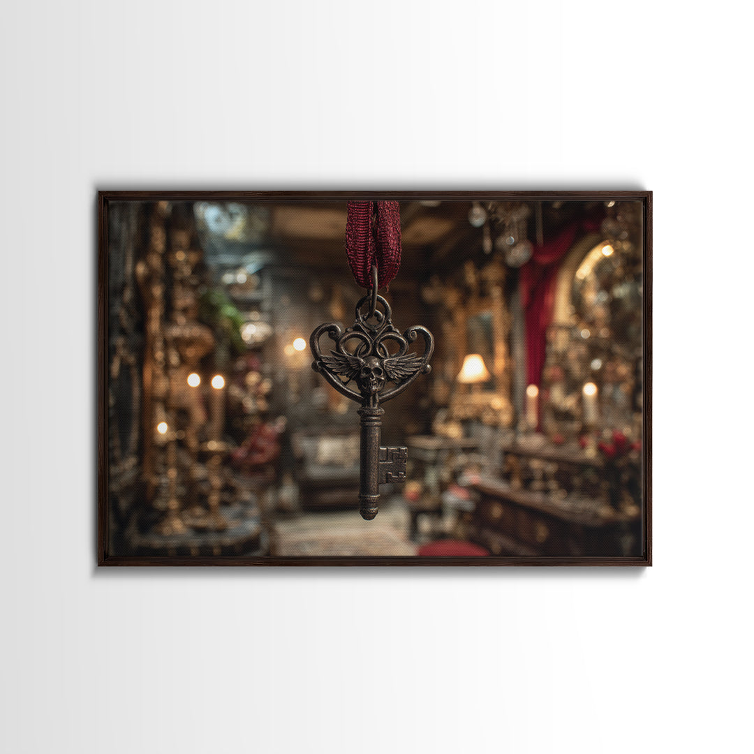 The Coffin Key, Landscape Wall Art, Gothic Horror Wall Art, Framed Canvas Print, Halloween Wall Decor, Gothic Home Decor