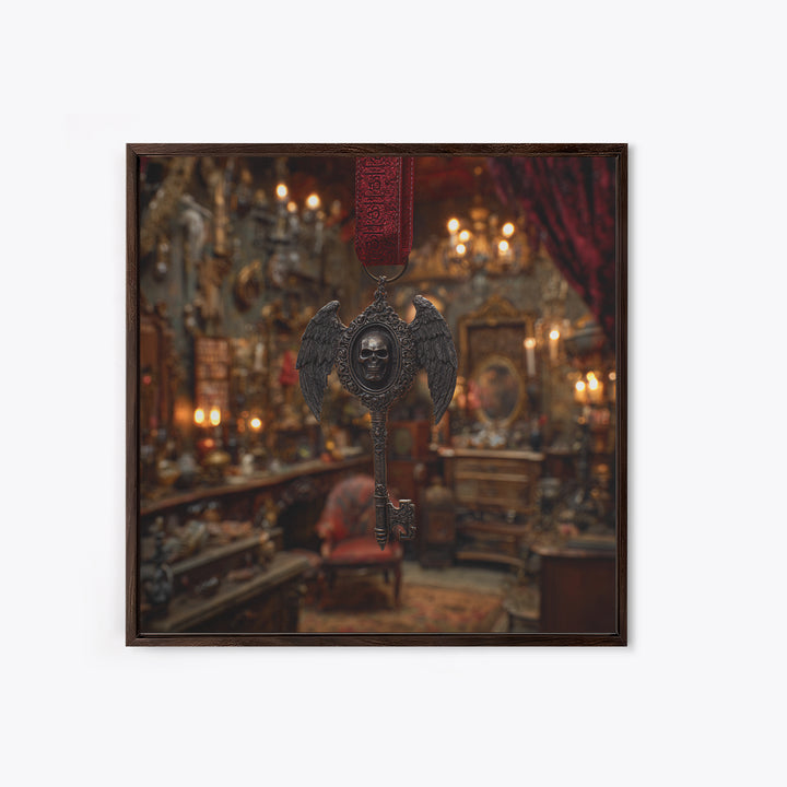 The Coffin Key, Square Wall Art, Gothic Horror Wall Art, Framed Canvas Print, Halloween Wall Decor, Gothic Home Decor, Spooky Wall Decor