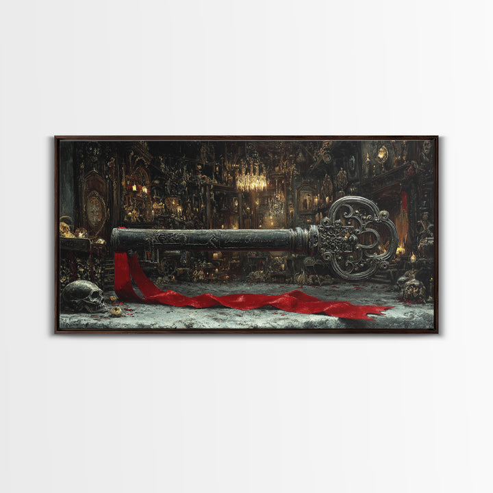 The Coffin Key, Wide Panoramic Art, Dark Halloween Decor, Canvas Print, Halloween Wall Decor, Gothic Home Decor, Statement Wall Art