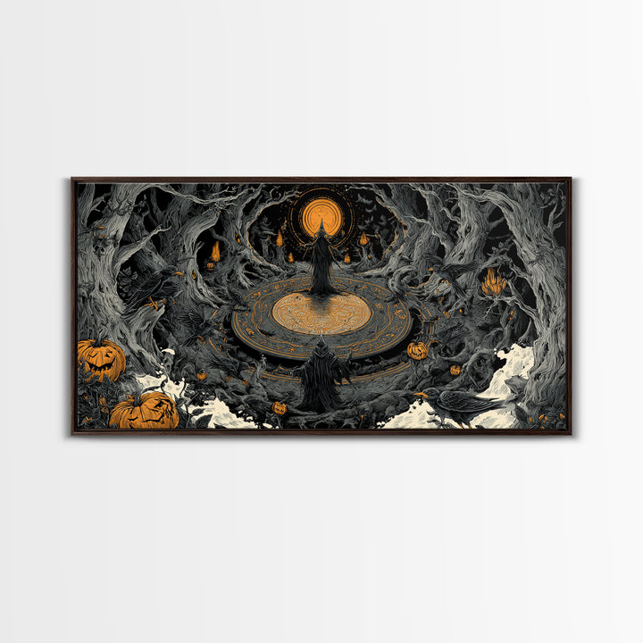 The Antique Spirit Board, Wide Panoramic Art, Dark Fantasy Wall Art, Canvas Print, Halloween Wall Decor, Gothic Home Decor, Macabre Wall Art