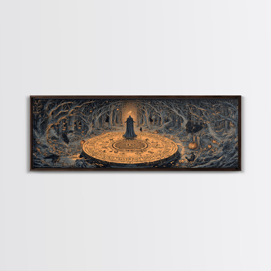 The Antique Spirit Board, Extra Wide Wall Art, Haunted Gothic Art, Framed Canvas Print, Halloween Wall Decor, Gothic Home Decor