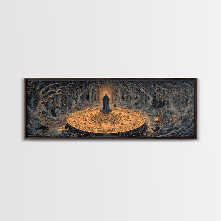 The Antique Spirit Board, Extra Wide Wall Art, Haunted Gothic Art, Framed Canvas Print, Halloween Wall Decor, Gothic Home Decor