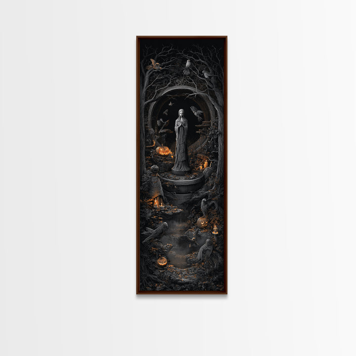 The Antique Spirit Board, Tall Narrow Wall Art, Gothic Horror Wall Art, Framed Canvas Print, Halloween Wall Decor, Gothic Home Decor