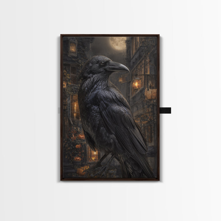 The Raven-Feather Quill, Vertical Wall Art, Dark Halloween Decor, Canvas Print, Halloween Wall Decor, Gothic Home Decor, Dark Fantasy Art