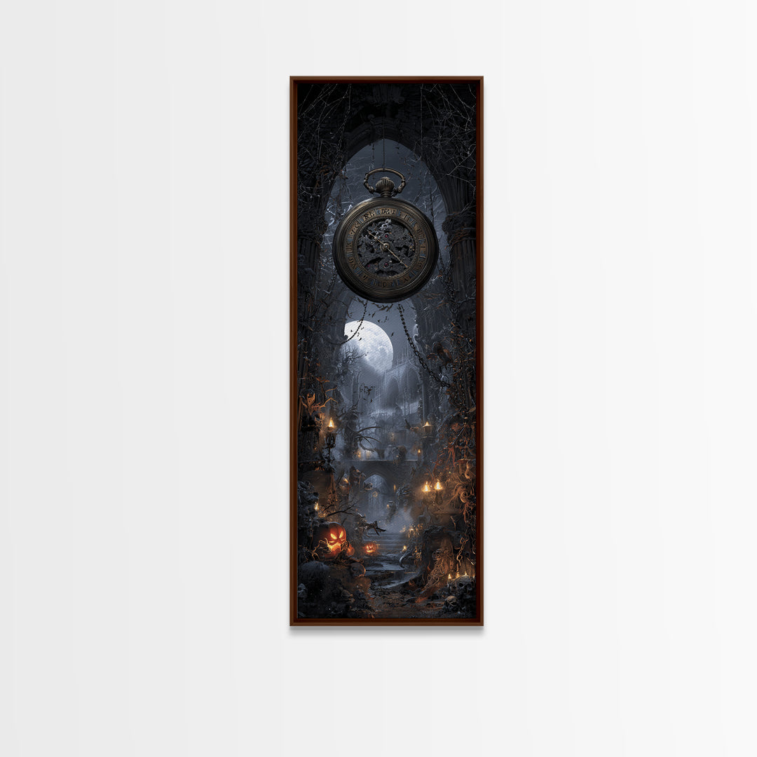 The Cursed Pocket Watch, Tall Narrow Wall Art, Spooky Home Decor, Canvas Print, Halloween Wall Decor, Gothic Home Decor, Halloween Decor