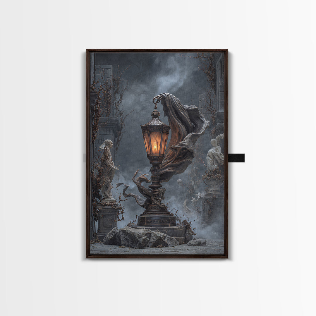 The Bone-Handled Lantern, Vertical Wall Art, Dark Halloween Decor, Canvas Print, Halloween Wall Decor, Gothic Home Decor, Spooky Wall Decor