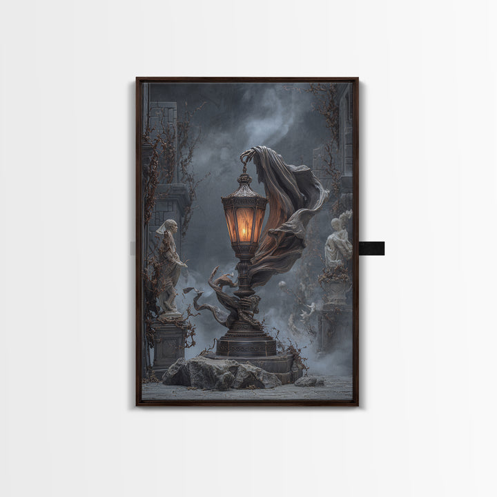 The Bone-Handled Lantern, Vertical Wall Art, Dark Halloween Decor, Canvas Print, Halloween Wall Decor, Gothic Home Decor, Spooky Wall Decor