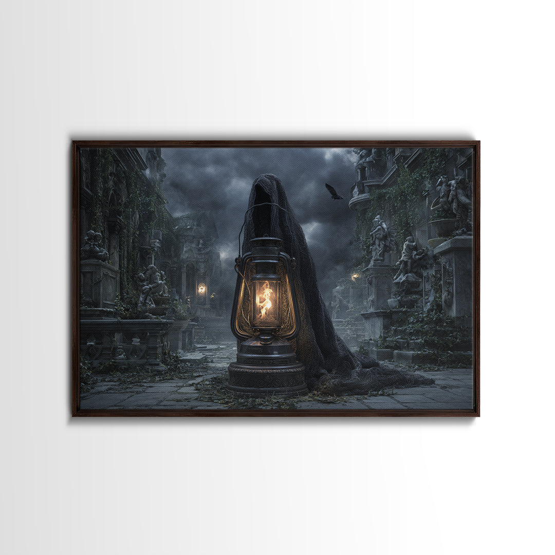 The Bone-Handled Lantern, Landscape Wall Art, Dark Halloween Decor, Canvas Print, Halloween Wall Decor, Gothic Home Decor, Macabre Wall Art