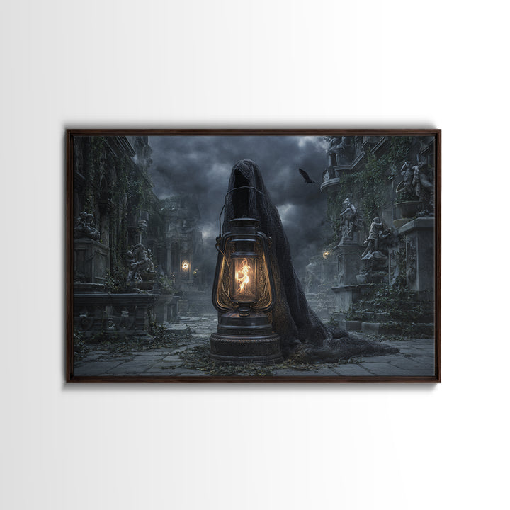 The Bone-Handled Lantern, Landscape Wall Art, Dark Halloween Decor, Canvas Print, Halloween Wall Decor, Gothic Home Decor, Macabre Wall Art