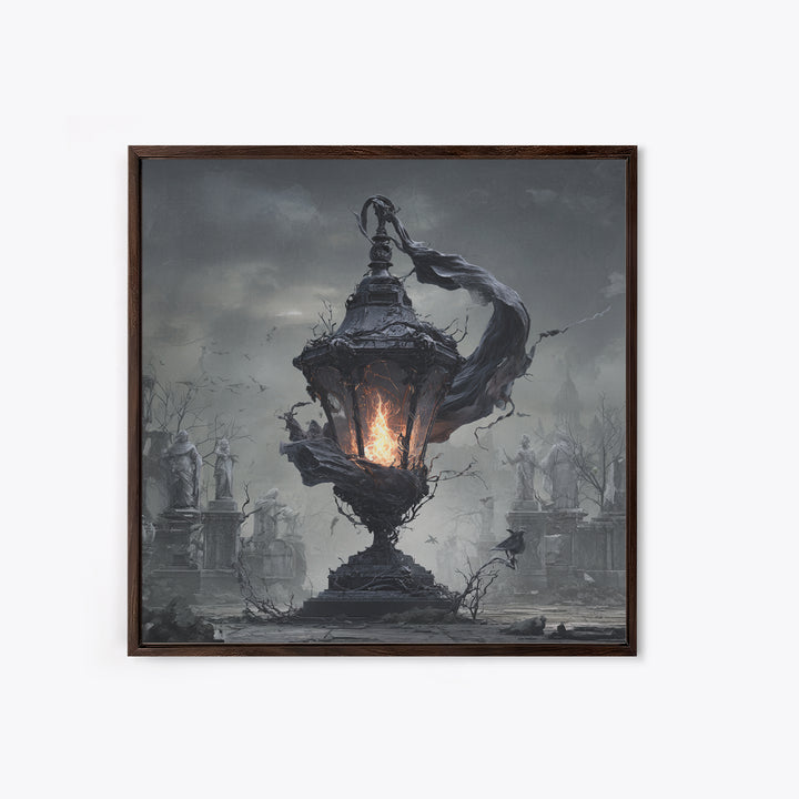 The Bone-Handled Lantern, Square Wall Art, Dark Fantasy Wall Art, Canvas Print, Halloween Wall Decor, Gothic Home Decor