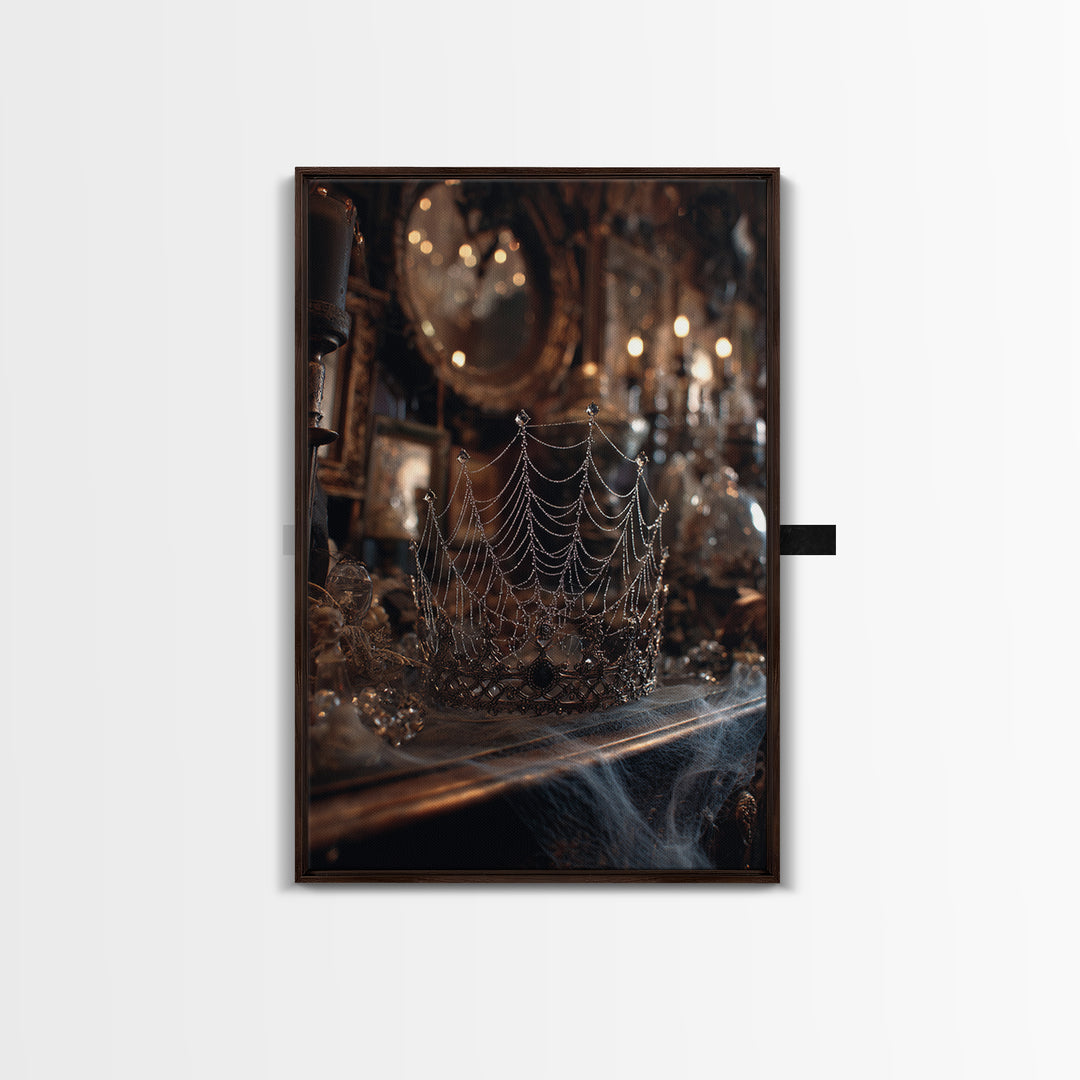 The Spiderweb Crown, Vertical Wall Art, Dark Halloween Decor, Canvas Print, Halloween Wall Decor, Gothic Home Decor, Collectible Wall Decor
