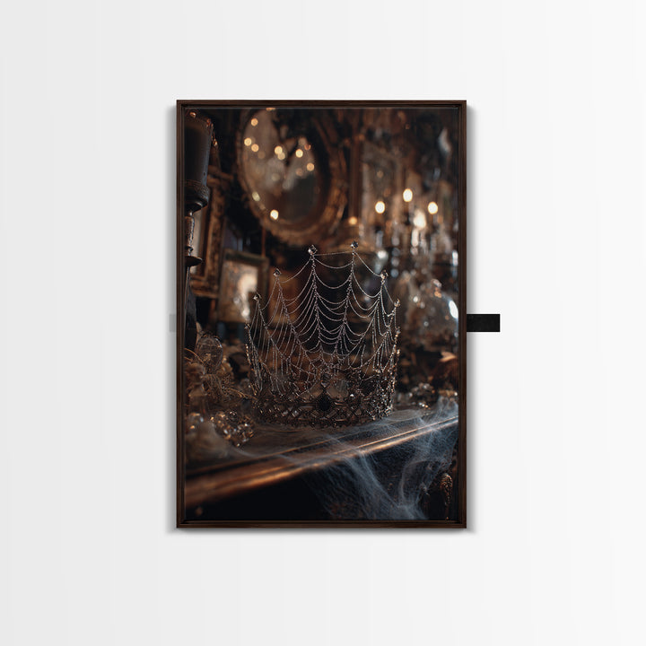 The Spiderweb Crown, Vertical Wall Art, Dark Halloween Decor, Canvas Print, Halloween Wall Decor, Gothic Home Decor, Collectible Wall Decor