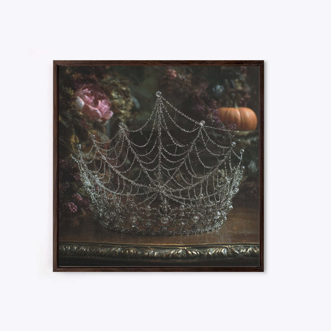The Spiderweb Crown, Square Wall Art, Dark Halloween Decor, Canvas Print, Halloween Wall Decor, Gothic Home Decor, Spooky Wall Decor