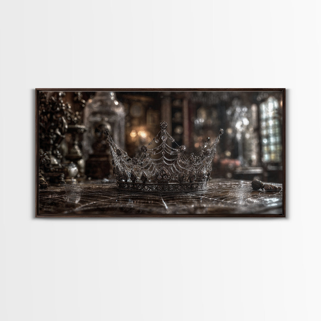 The Spiderweb Crown, Wide Panoramic Art, Spooky Home Decor, Canvas Print, Halloween Wall Decor, Gothic Home Decor, Collectible Wall Decor