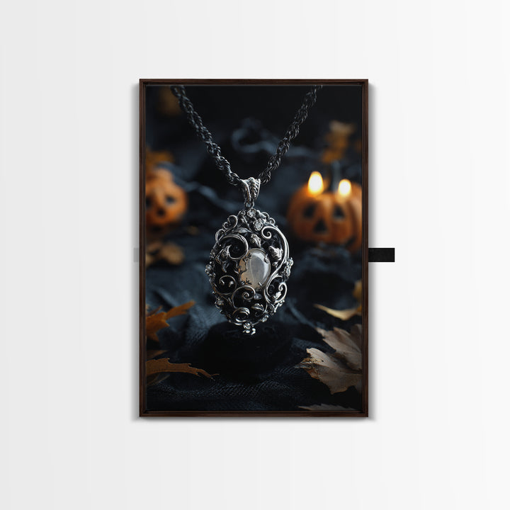 The Moonstone Amulet, Vertical Wall Art, Spooky Home Decor, Canvas Print, Halloween Wall Decor, Gothic Home Decor, Halloween Decor