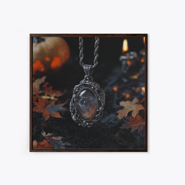 The Moonstone Amulet, Square Wall Art, Spooky Home Decor, Canvas Print, Halloween Wall Decor, Gothic Home Decor, Spooky Wall Decor