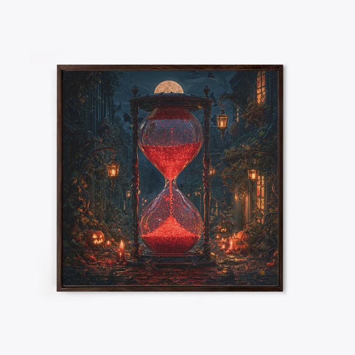 The Crimson Hourglass, Square Wall Art, Dark Halloween Decor, Canvas Print, Halloween Wall Decor, Gothic Home Decor, Horror Wall Art