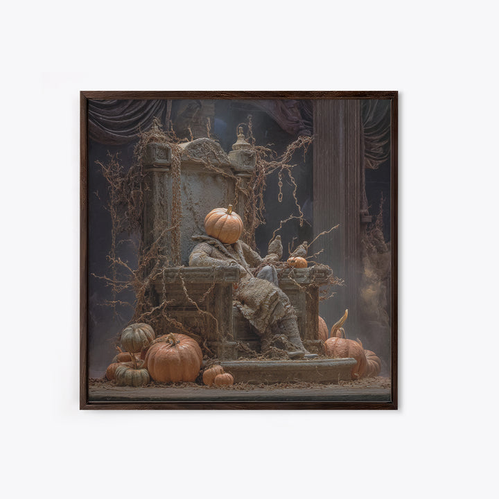 The Jack-O'-Lantern Throne, Square Wall Art, Dark Halloween Decor, Canvas Print, Halloween Wall Decor, Gothic Home Decor