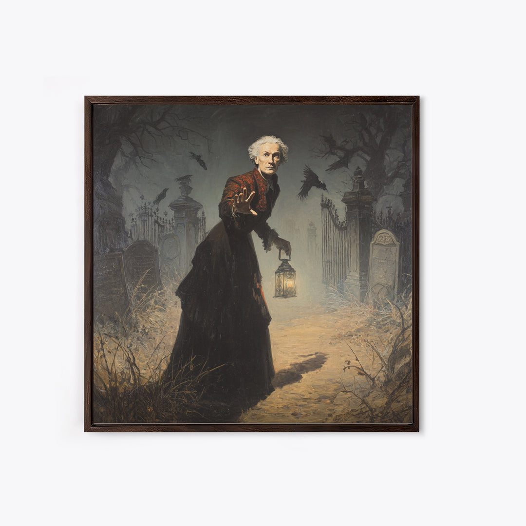 The Haunted Portrait, Square Wall Art, Spooky Home Decor, Canvas Print, Halloween Wall Decor, Gothic Home Decor, Spooky Wall Decor